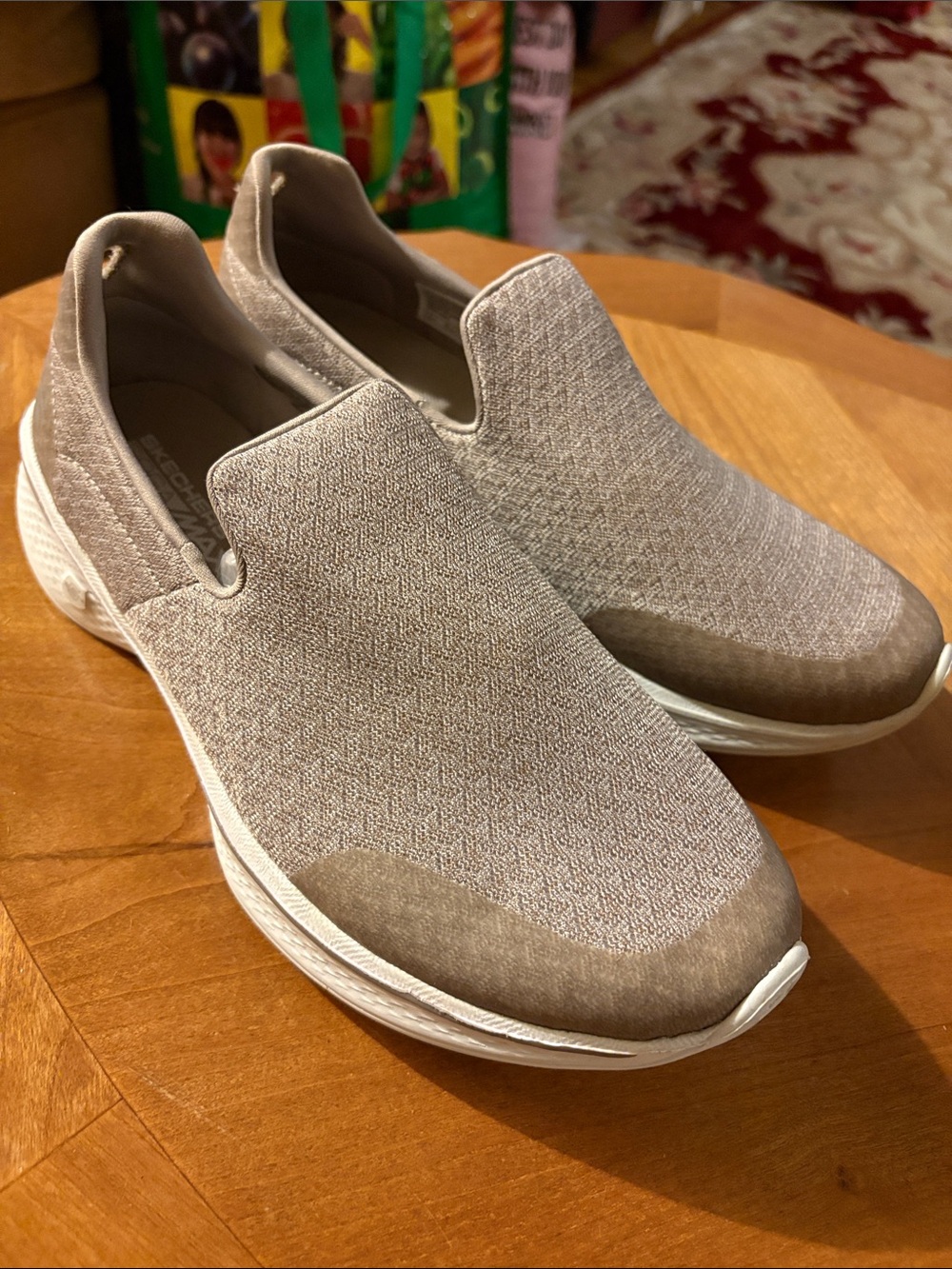 Skechers Women's Slip-On Athletic Shoes in Light Brown and Cream